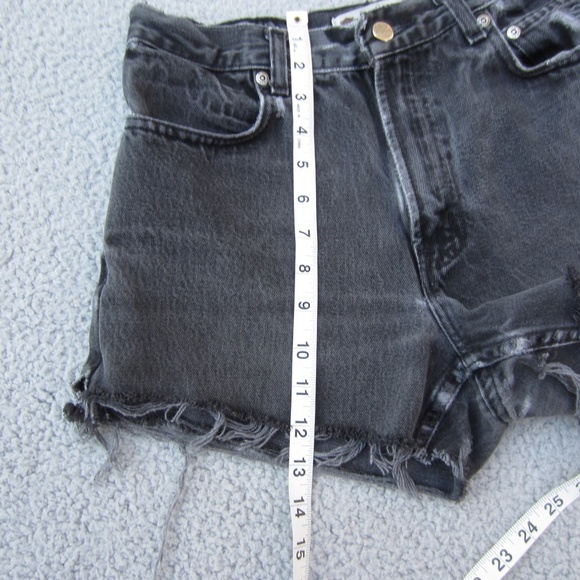 Harley-Davidson Jean Shorts womens W 29  x L 13 Black Distressed Y2K Thrashed - Picture 10 of 16